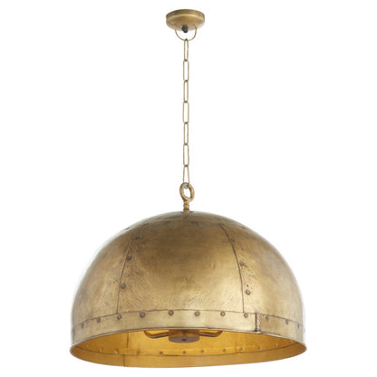 3 Light Dome Pendant, Artisan Brass