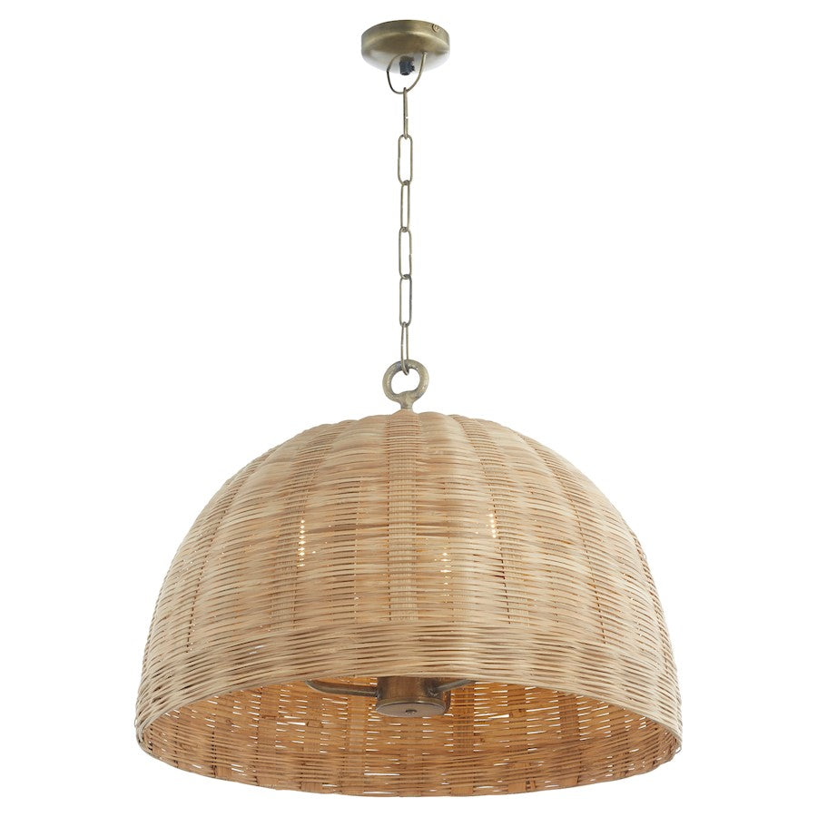 24" Wicker Pendant, Artisan Brass