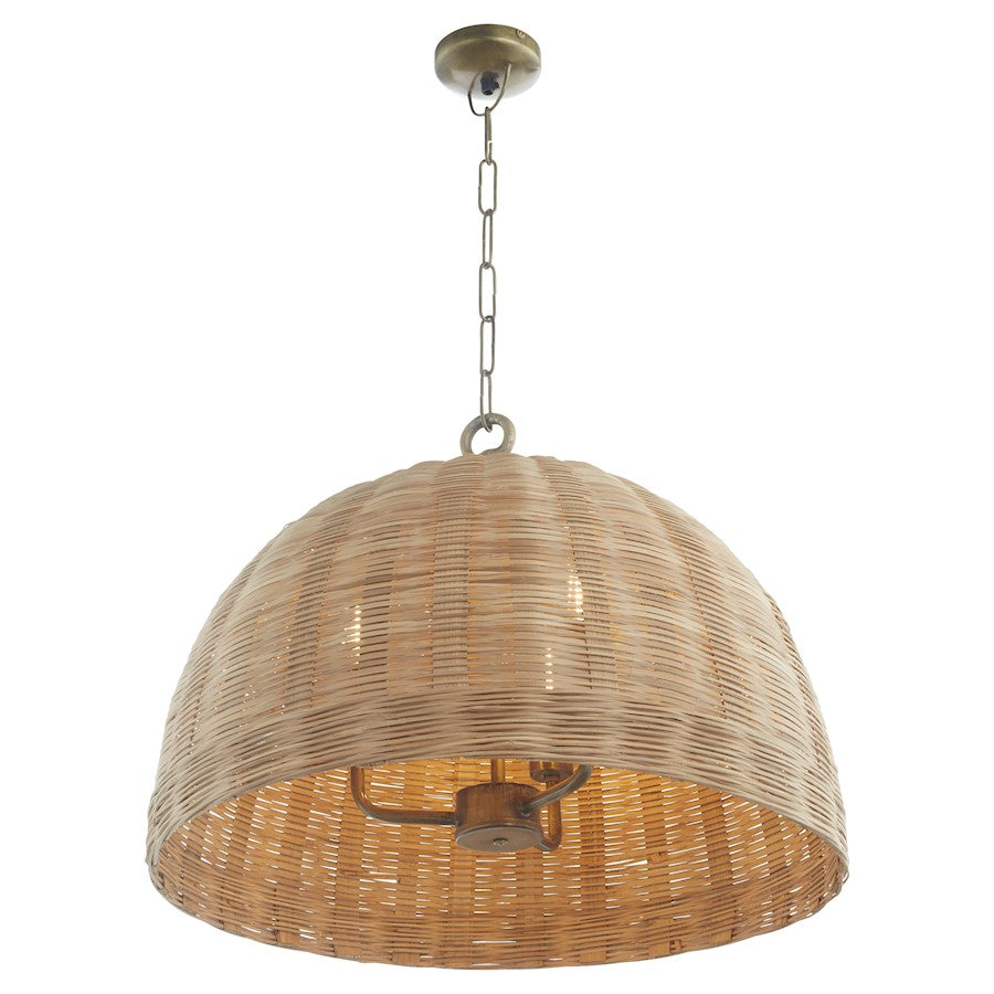 24" Wicker Pendant, Artisan Brass