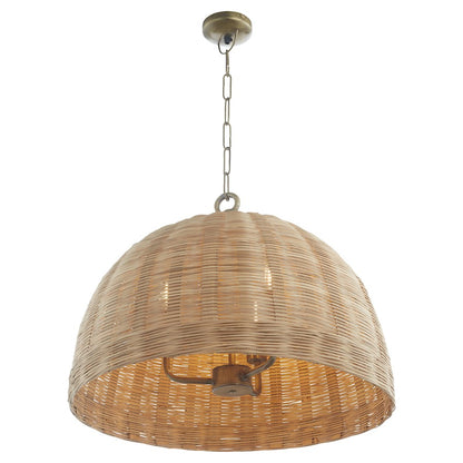 24" Wicker Pendant, Artisan Brass