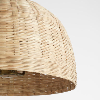 24" Wicker Pendant, Artisan Brass