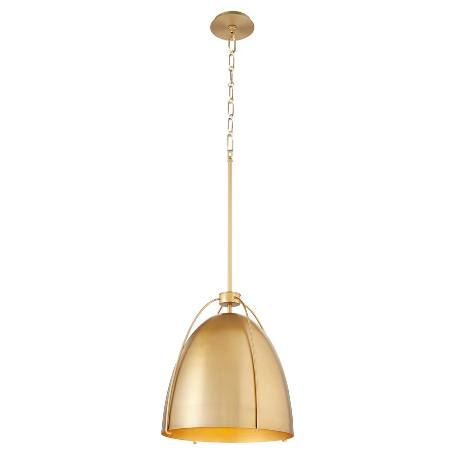 1 Light 15" Pendant, Aged Brass