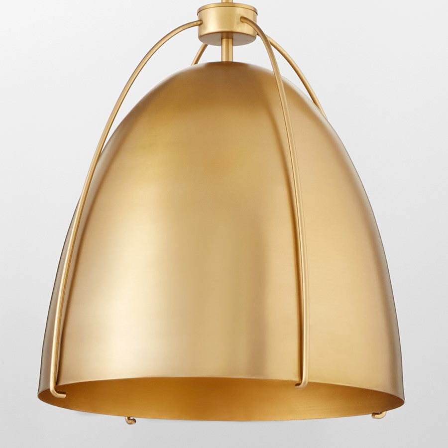 1 Light 15" Pendant, Aged Brass