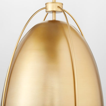 1 Light 15" Pendant, Aged Brass
