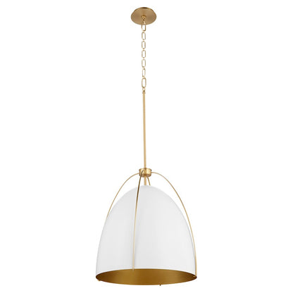 Quorum Jamie 3Lt 18" Pendant, Studio White/Aged Brass - 860-3-0880
