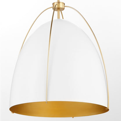 3 Light 18" Pendant, White/Brass