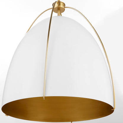 3 Light 18" Pendant, White/Brass