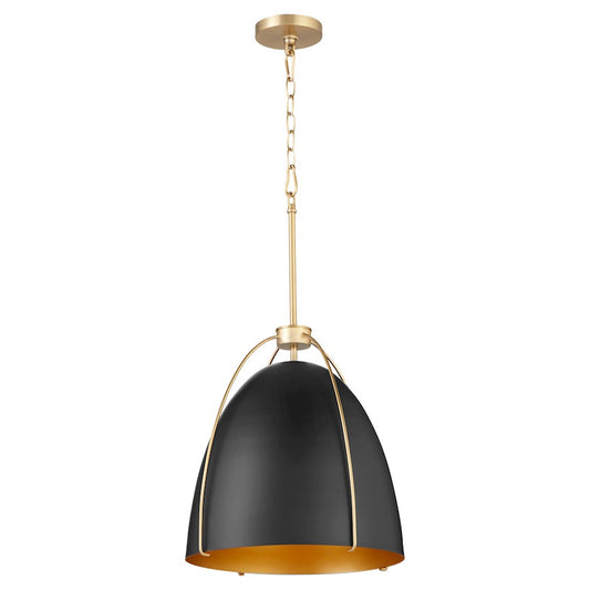 Quorum Jamie 3Lt 18" Pendant, Matte Black/Aged Brass - 860-3-5980