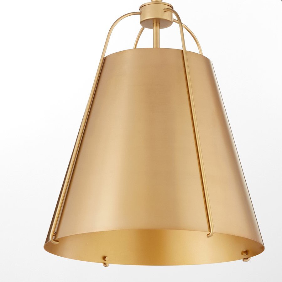 1 Light 15" Pendant, Aged Brass
