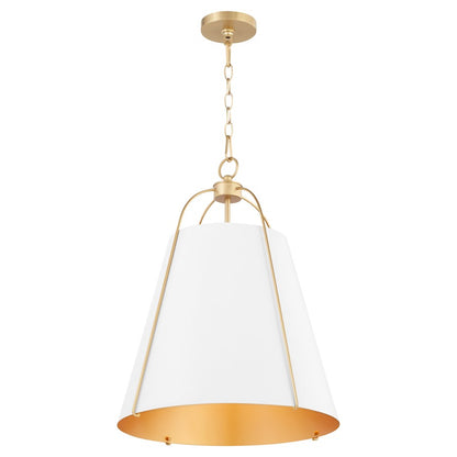 3 Light 18" Pendant, White/Brass