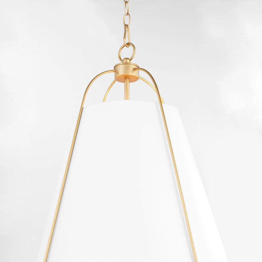 3 Light 18" Pendant, White/Brass