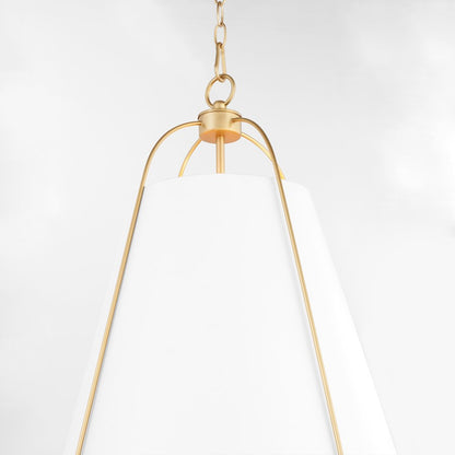 3 Light 18" Pendant, White/Brass