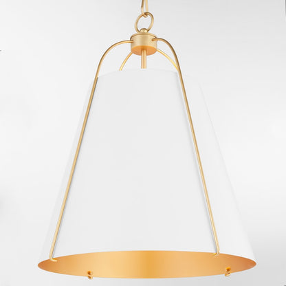 3 Light 18" Pendant, White/Brass
