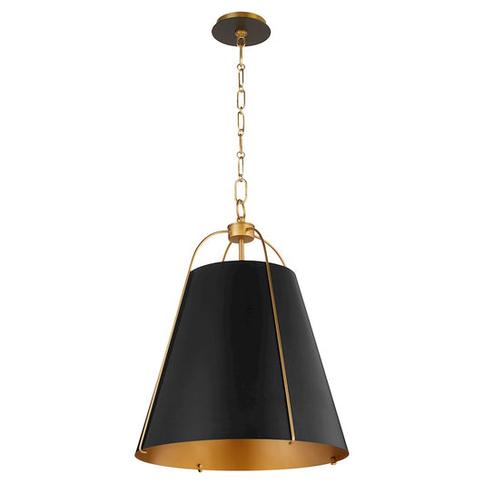 Quorum Ellen 3Lt 18" Pendant, Matte Black/Aged Brass - 861-3-5980