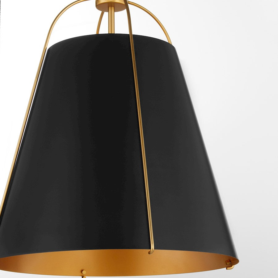 3 Light 18" Pendant, Matte Black