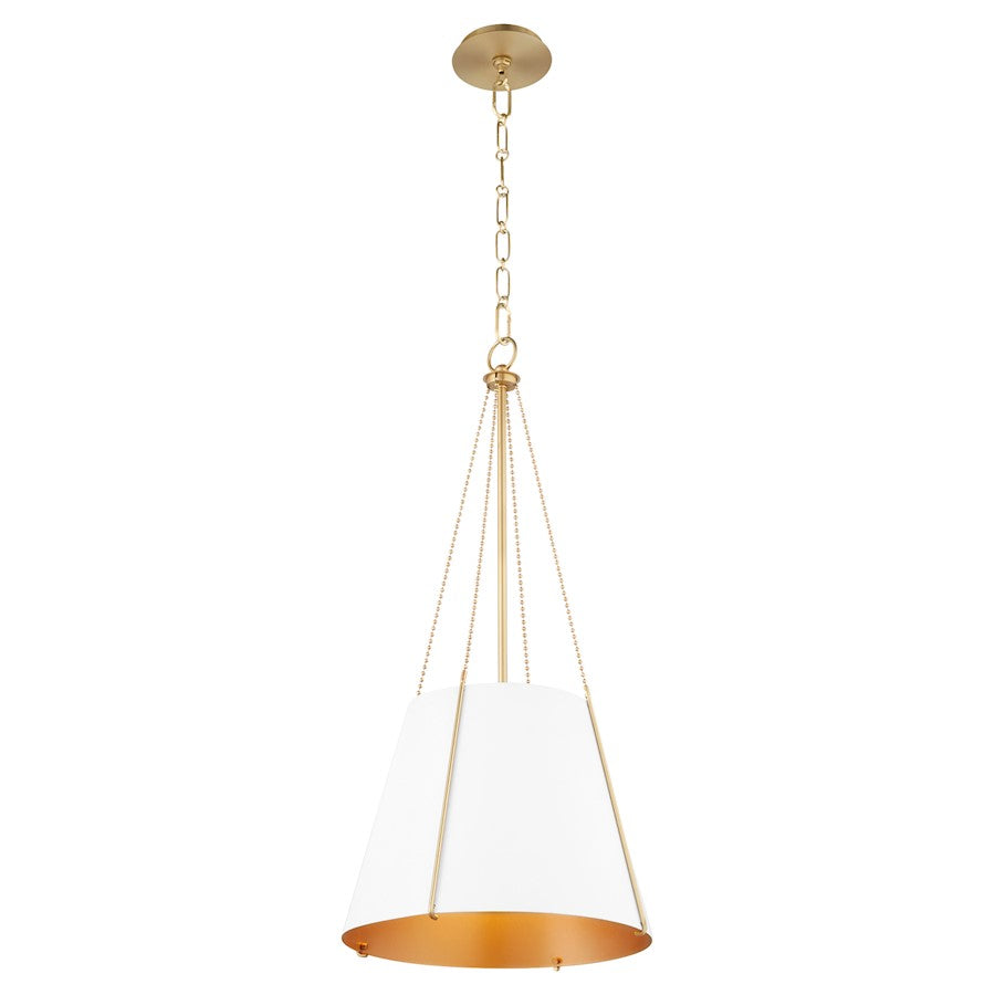 15" Pendant, White/Brass