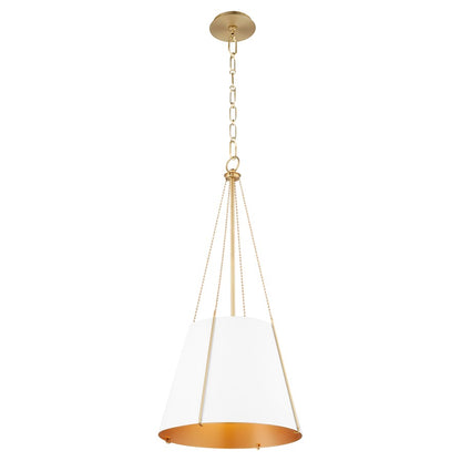 15" Pendant, White/Brass