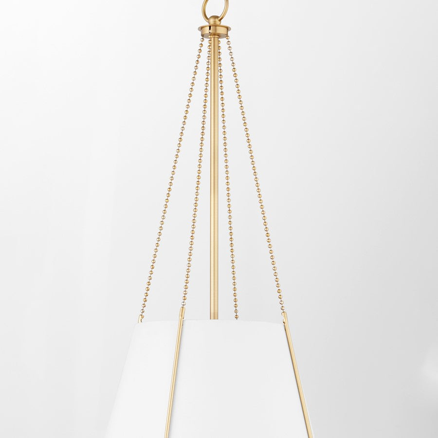 15" Pendant, White/Brass