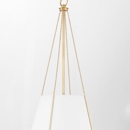 15" Pendant, White/Brass