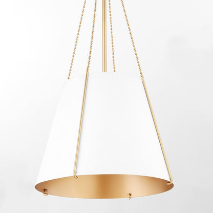 15" Pendant, White/Brass