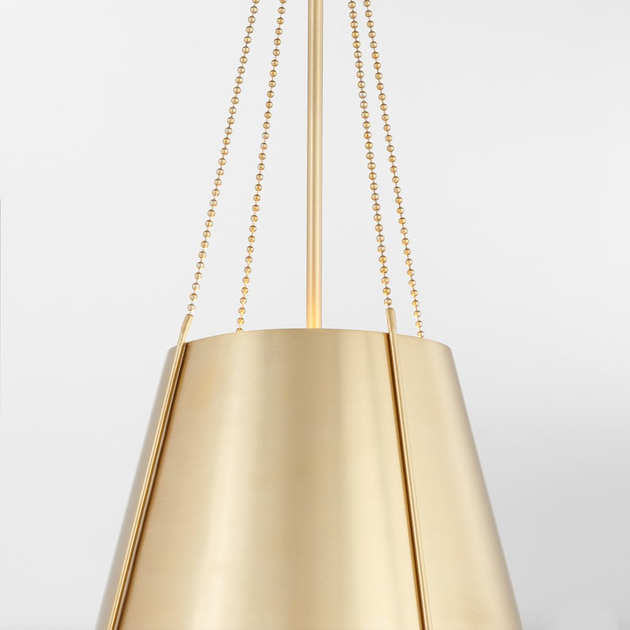 15" Pendant, Aged Brass