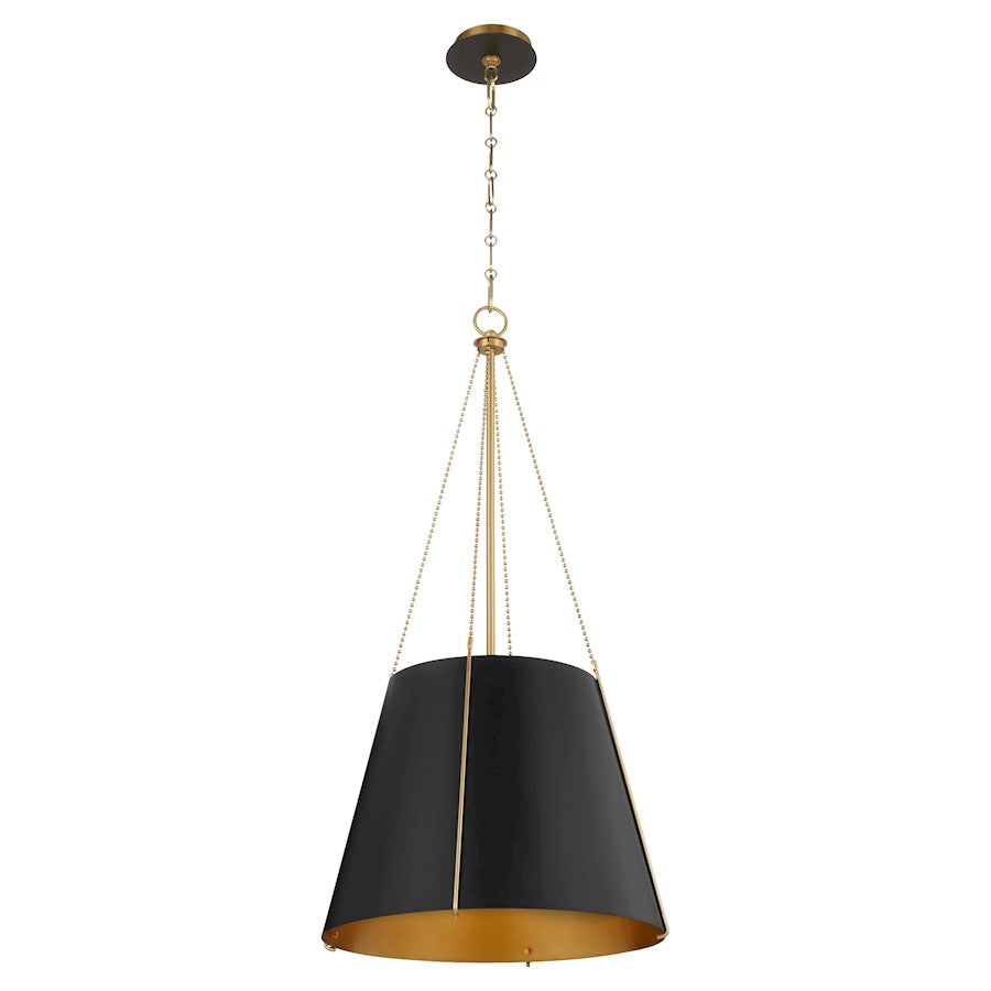 18" Pendant, Matte Black/Aged Brass