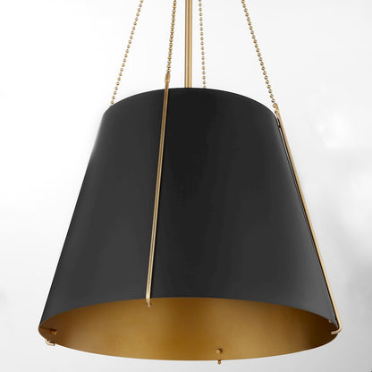 18" Pendant, Matte Black/Aged Brass