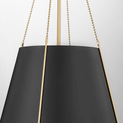 18" Pendant, Matte Black/Aged Brass