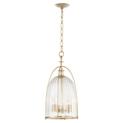 Quorum Alice 11" Pendant, Aged Brass/Clear/Fluted - 863-3-80
