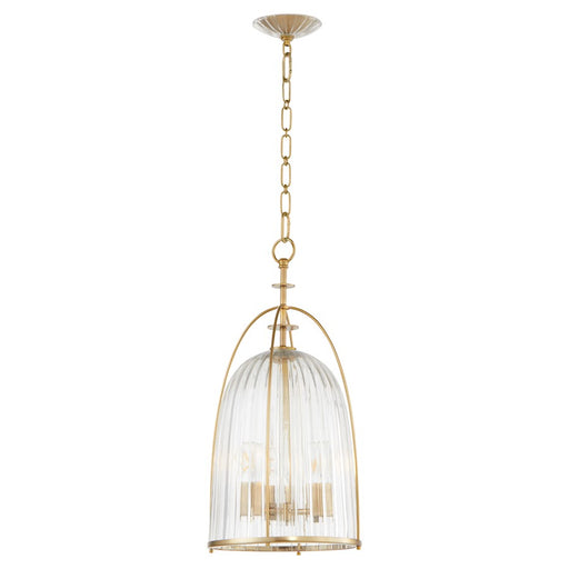 Quorum Alice 11" Pendant, Aged Brass/Clear/Fluted - 863-3-80