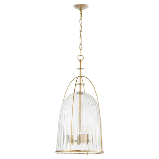 Quorum Alice 16" Pendant, Aged Brass/Clear/Fluted - 864-3-80