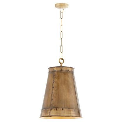 3 Light Pendant, Artisan Brass
