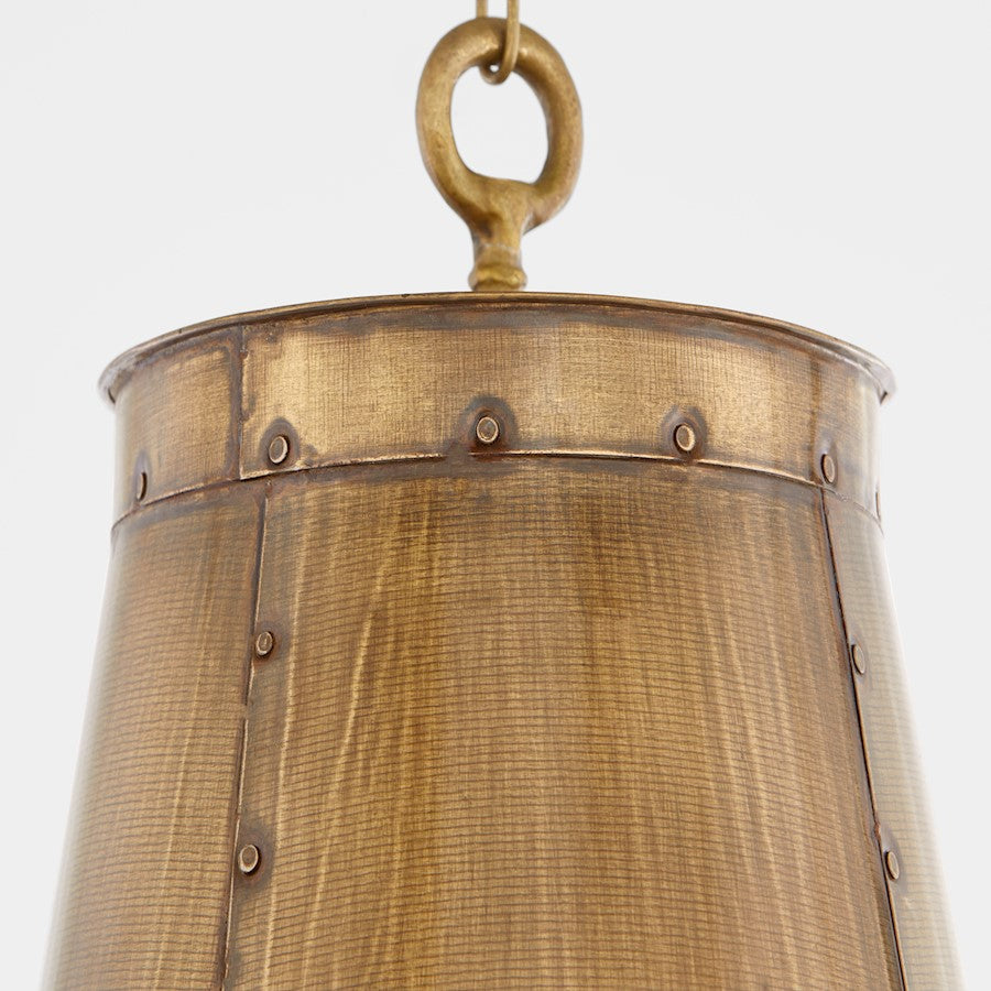 3 Light Pendant, Artisan Brass