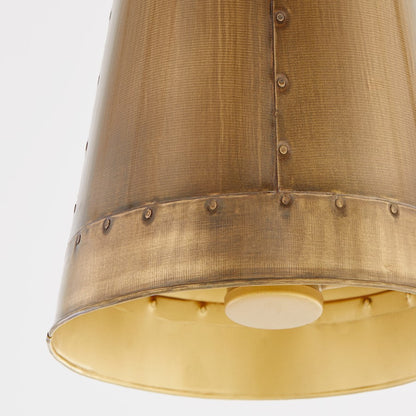 3 Light Pendant, Artisan Brass