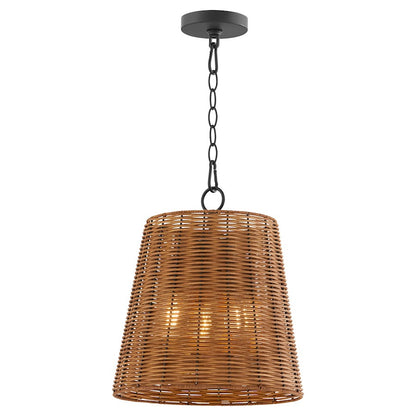 3 Light Wicker Pendant, Matte Black