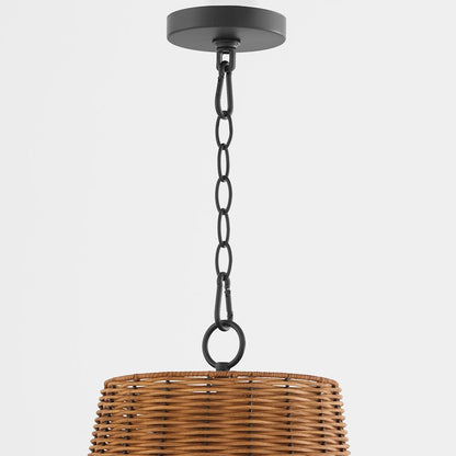 3 Light Wicker Pendant, Matte Black