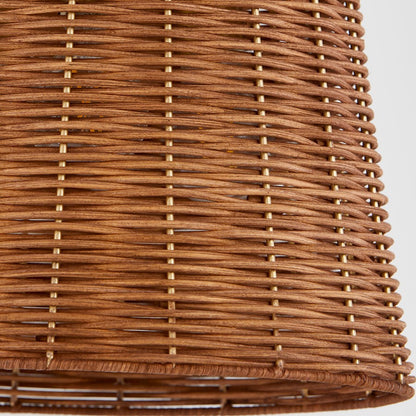 3 Light Wicker Pendant, Aged Brass