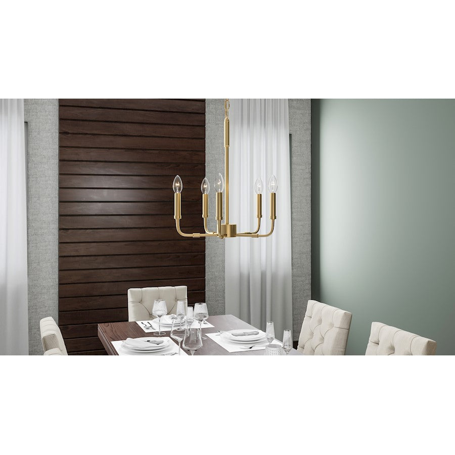 Quoizel Abner 5 Light 18" Chandelier, Aged Brass