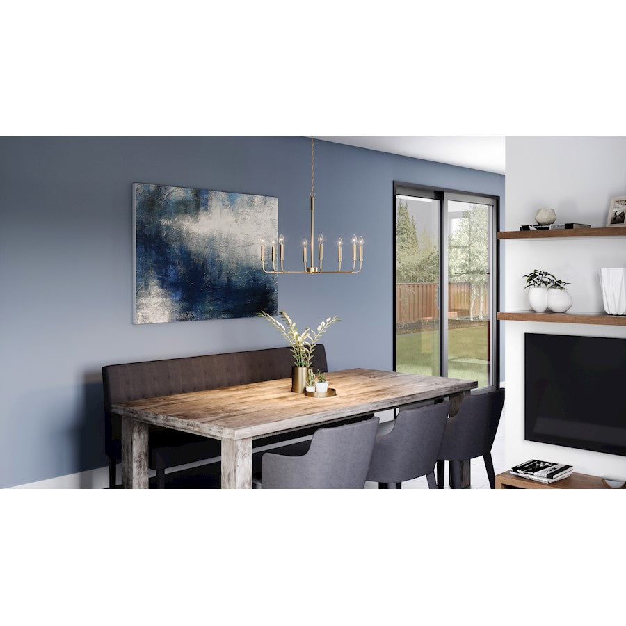 Quoizel Abner 8 Light Chandelier, Aged Brass