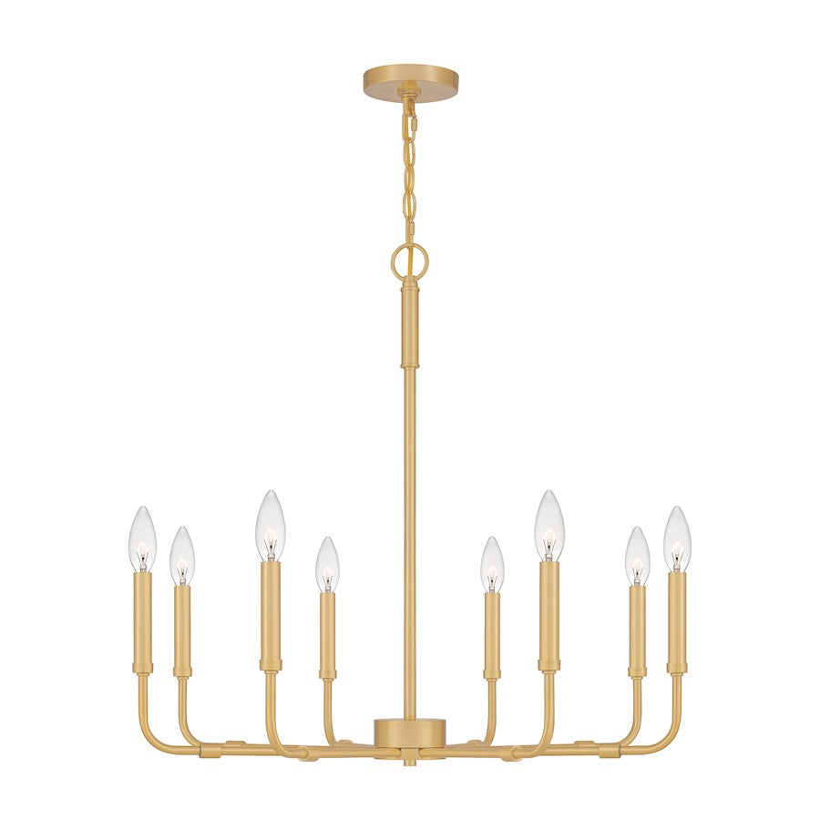 Quoizel Abner 8 Light Chandelier, Aged Brass