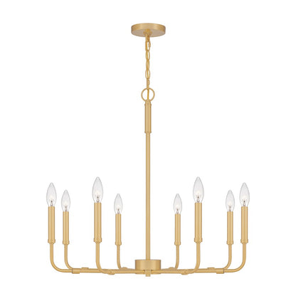 Quoizel Abner 8 Light Chandelier, Aged Brass