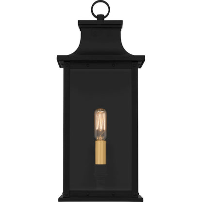 Quoizel Abernathy 1Lt Outdoor Lantern, Black/Clear Tempered Glass