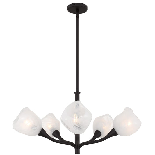 Quoizel Adelyn 30in 5-Light Chandelier | Floral Oil Rubbed Bronze and Clear Alabaster Glass | Dining Room & Bedroom | Model ADEL5030OI