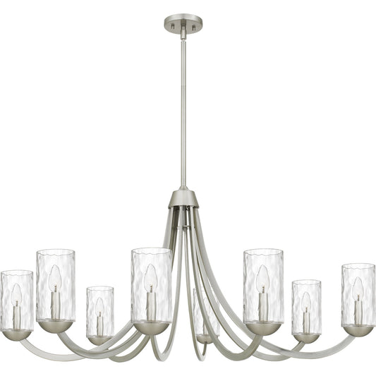 Quoizel Allard 45in 8-Light Chandelier | Traditional Brushed Nickel and Clear Water Glass | Dining Room & Living Room | Model ALD5045BN