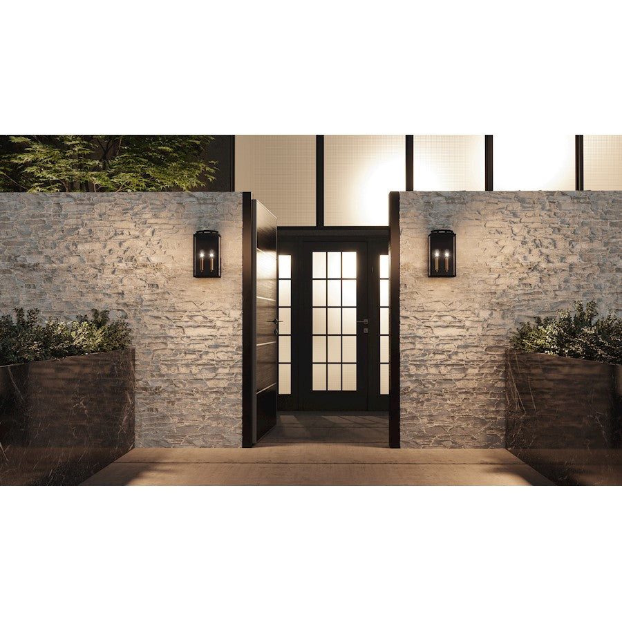 Quoizel Alma 2 Light Outdoor Lantern, Bronze/Clear