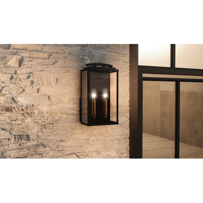 Quoizel Alma 2 Light Outdoor Lantern, Bronze/Clear