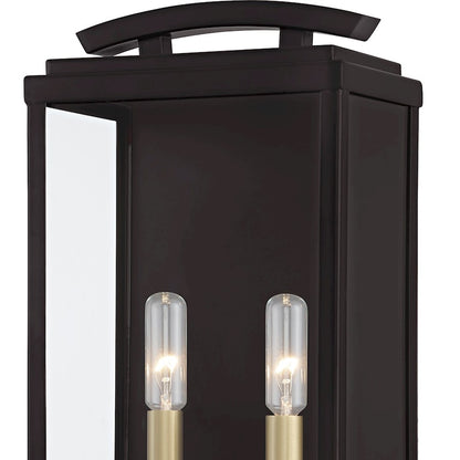 Quoizel Alma 2 Light Outdoor Lantern, Bronze/Clear