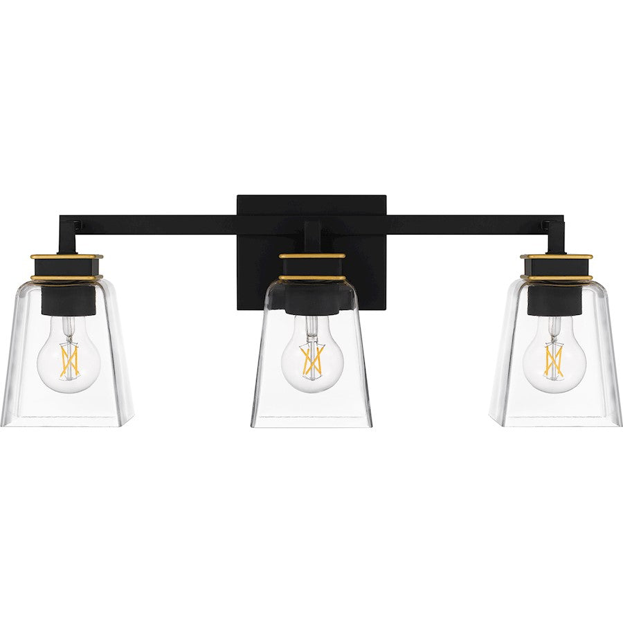 3 Light Bathroom Vanity Light, Matte Black