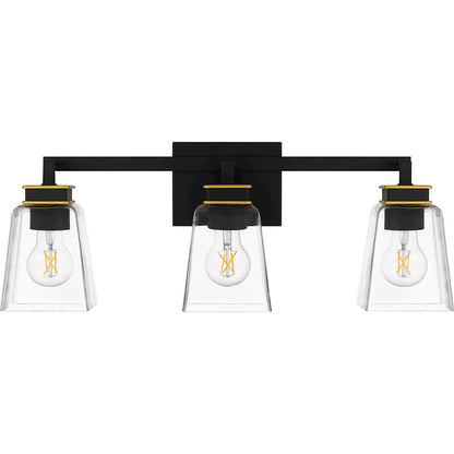 3 Light Bathroom Vanity Light, Matte Black