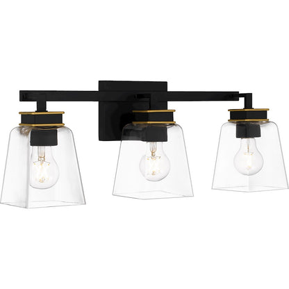 3 Light Bathroom Vanity Light, Matte Black